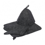 41184 Н-р из 3-х предметов (шапка,коврик,рукавица) серый Hot Pot 1/20