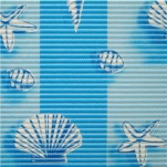 057 Коврик рулонный ПВХ 0,65*15м (полосатые сине-голубые ракушки)