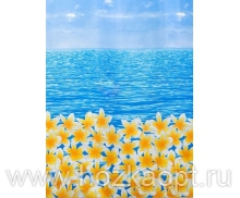 Штора д/ванной Miranda OCEAN FRESH (Цветы) жёлтые на голубом 180*200см 