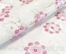10207D-IL Клеенка Easy Lace 1,32*22м белая с розовым