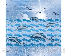 040A Коврик рулонный DEKOMARIN ПВХ 1,30*15м (дельфины голуб.)